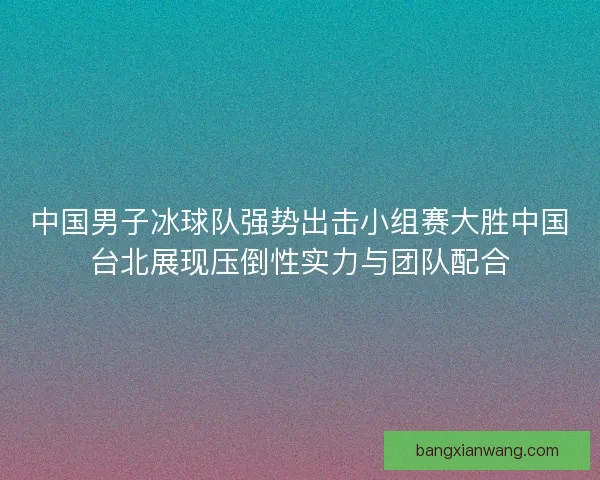 中国男子冰球队强势出击小组赛大胜中国台北展现压倒性实力与团队配合