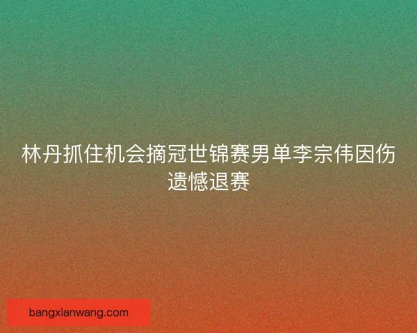 林丹抓住机会摘冠世锦赛男单李宗伟因伤遗憾退赛